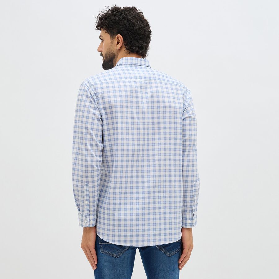 Men's Light Blue Cotton Spread Collar Casual Shirt, Light Blue, large image number null