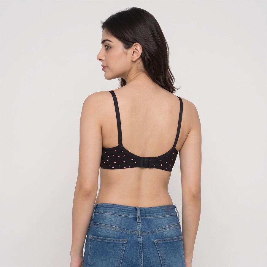 Women's Black Cotton Blend Regular T-Shirt Bra, Black, large