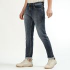 Men's Stonewashed Blue Slim Fit Stretchable Jeans, गहरा नीला, small image number null