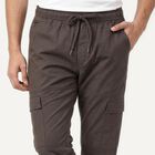 Men's Slim Fit Casual Trousers, Dark Grey, small