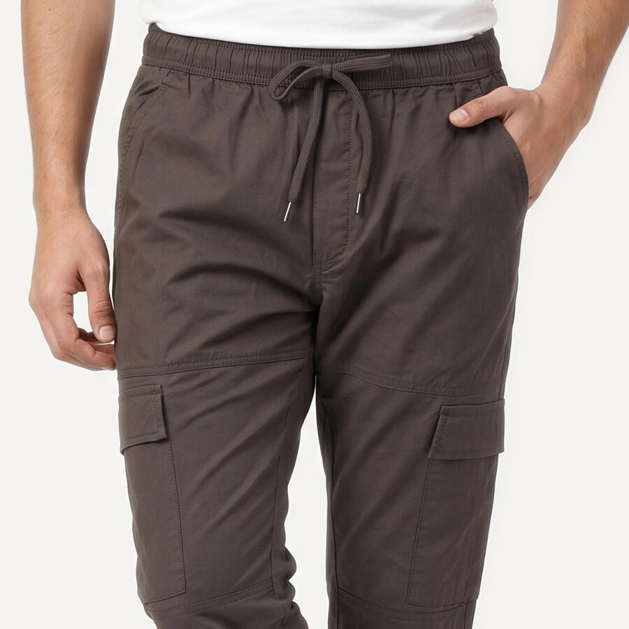 Men's Slim Fit Casual Trousers, Dark Grey, large