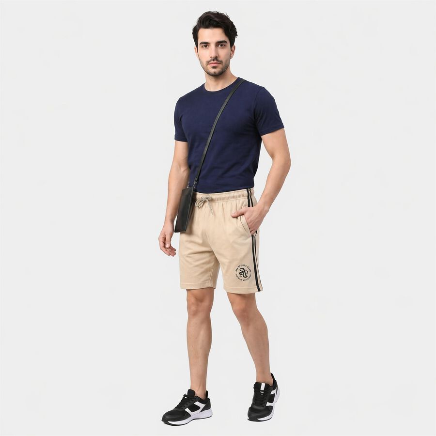 Men's Beige Regular Fit Athletic Bermuda Shorts, Beige, large