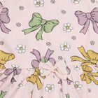 Girls' Light Pink Bow and Floral Printed A-Line Frock, Light Pink, small image number null