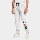 Boys' Light Grey Printed Elastic Waist Winter Pyjama, एक्रू मिश्रित, small image number null