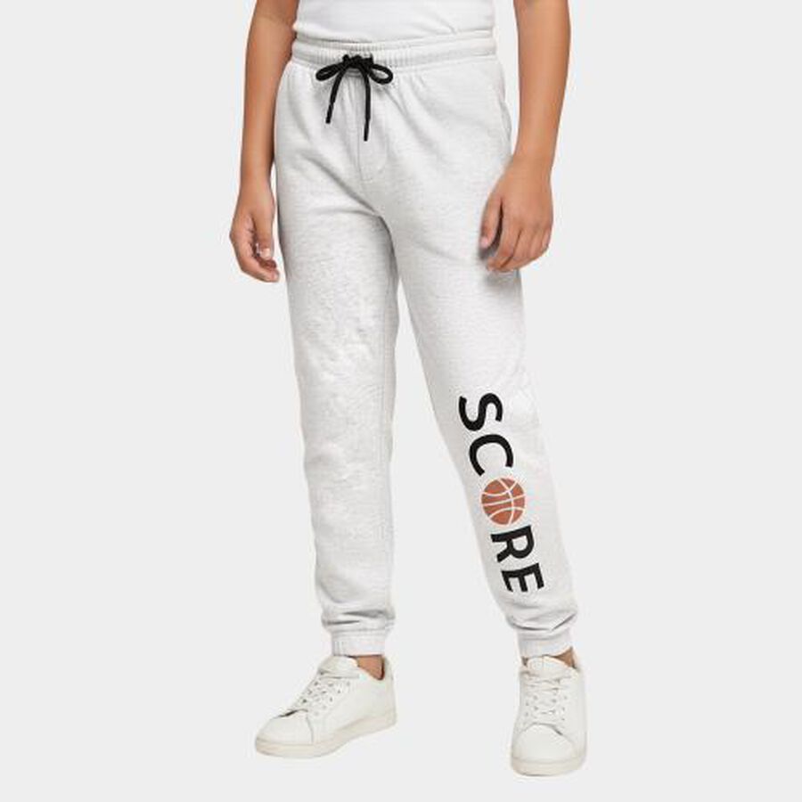 Boys' Light Grey Printed Elastic Waist Winter Pyjama, एक्रू मिश्रित, large image number null