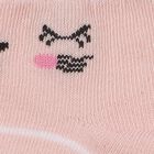 Girls' Soft Pink and White Regular Fit Cartoon Face Ankle Socks Pack of 2, हल्का गुलाबी, small