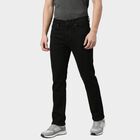 Men's Black Slim Fit Solid Jeans, काला, small
