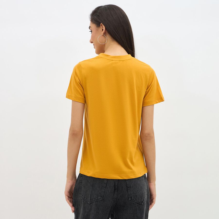 Ladies'Round Neck T-Shirt, Mustard, large image number null