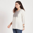 Embroidered Straight Kurti, ऑफ व्हाइट, small image number null