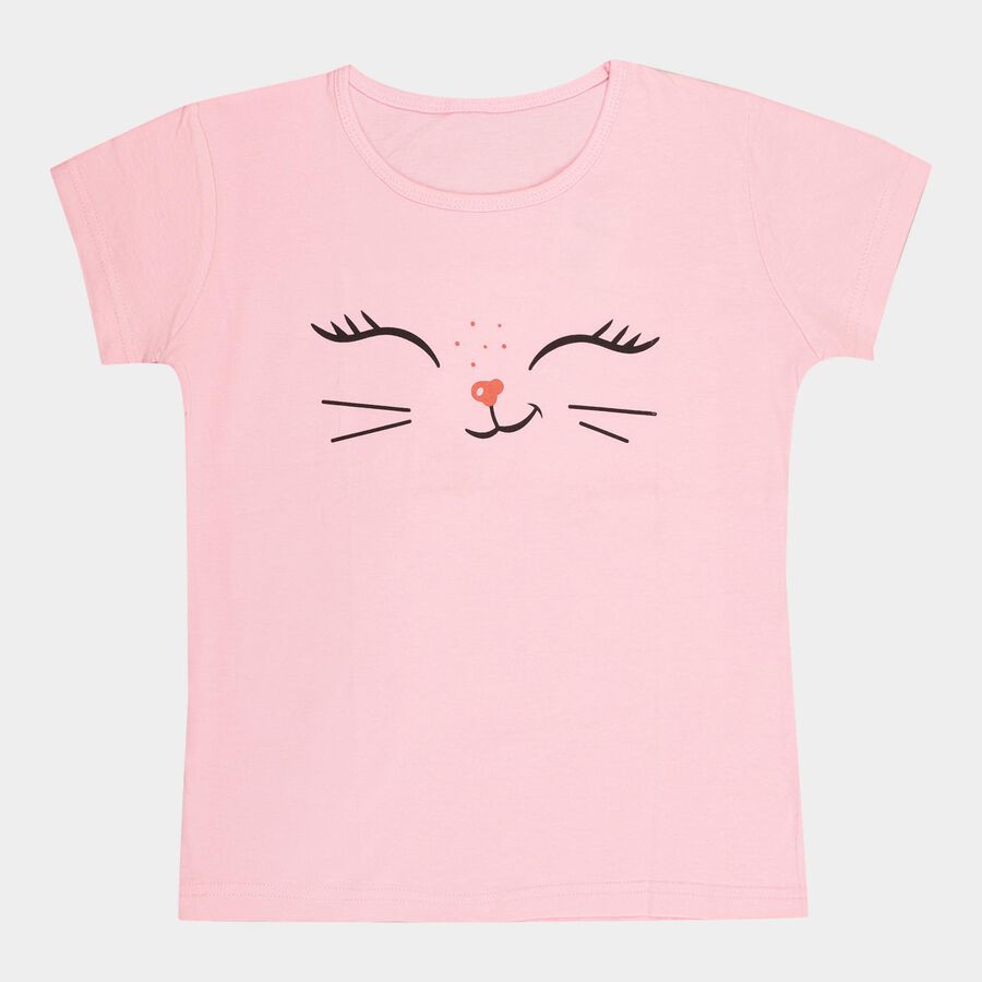 Girls Cotton T-Shirt, Pink, large image number null