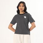 Women's Jet Black Cotton Round Neck Casual T-Shirt, Black, small