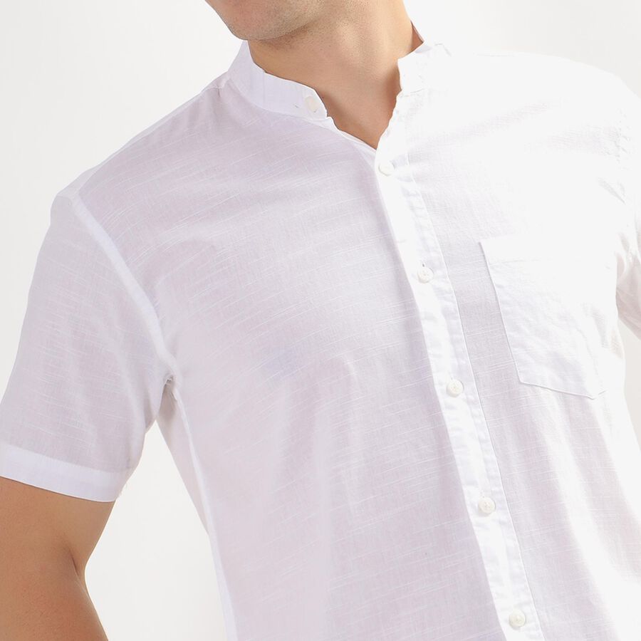 Men's Rich Eggshell White Cotton Regular Collar Casual Shirt, White, large image number null