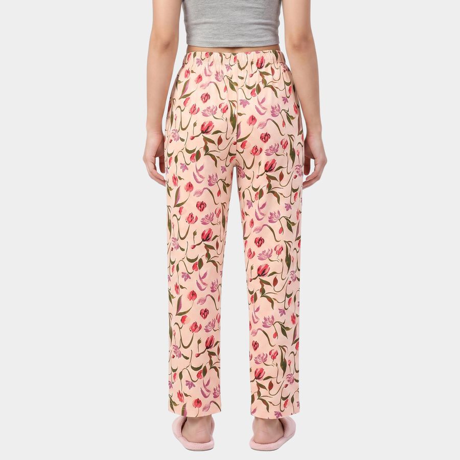 Women's Peach Straight Fit Floral Printed Pyjama, Peach, large