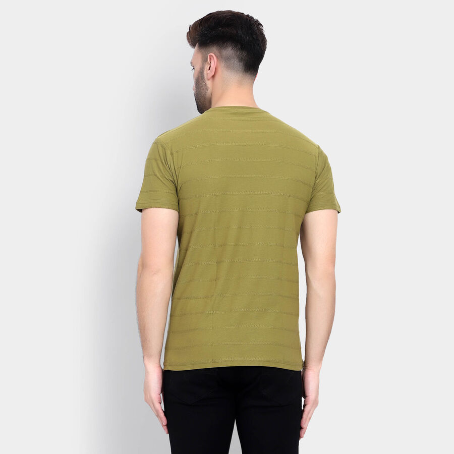 Solid Round Neck T-Shirt, ओलिव, large image number null