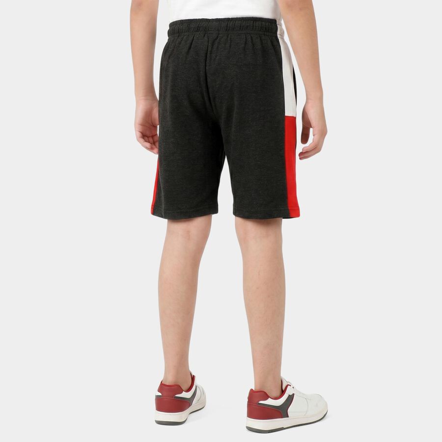 Boys' Black Regular Fit Athletic Bermuda Shorts, चारकोल, large