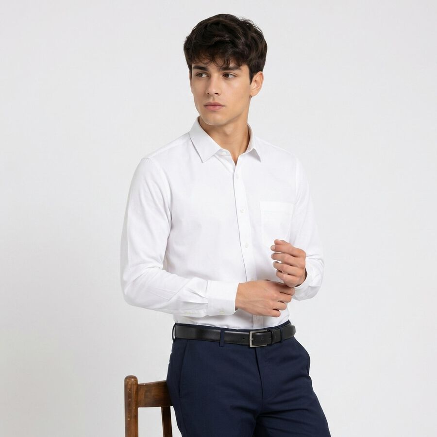 Men's White Regular Fit Formal Shirt, सफ़ेद, large