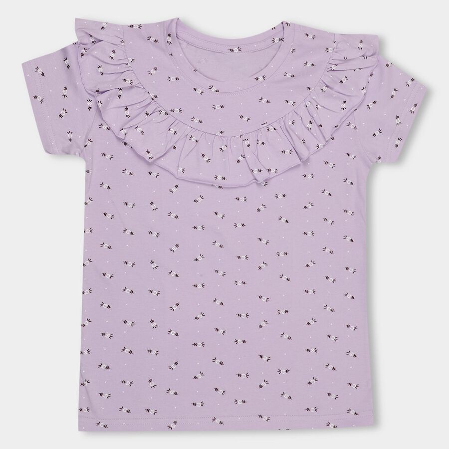 Girls' 100% Cotton T-Shirt, लाइलेक, large image number null