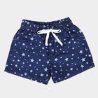 Girls' Dark Blue Regular Fit Drawstring Shorts, गहरा नीला, small