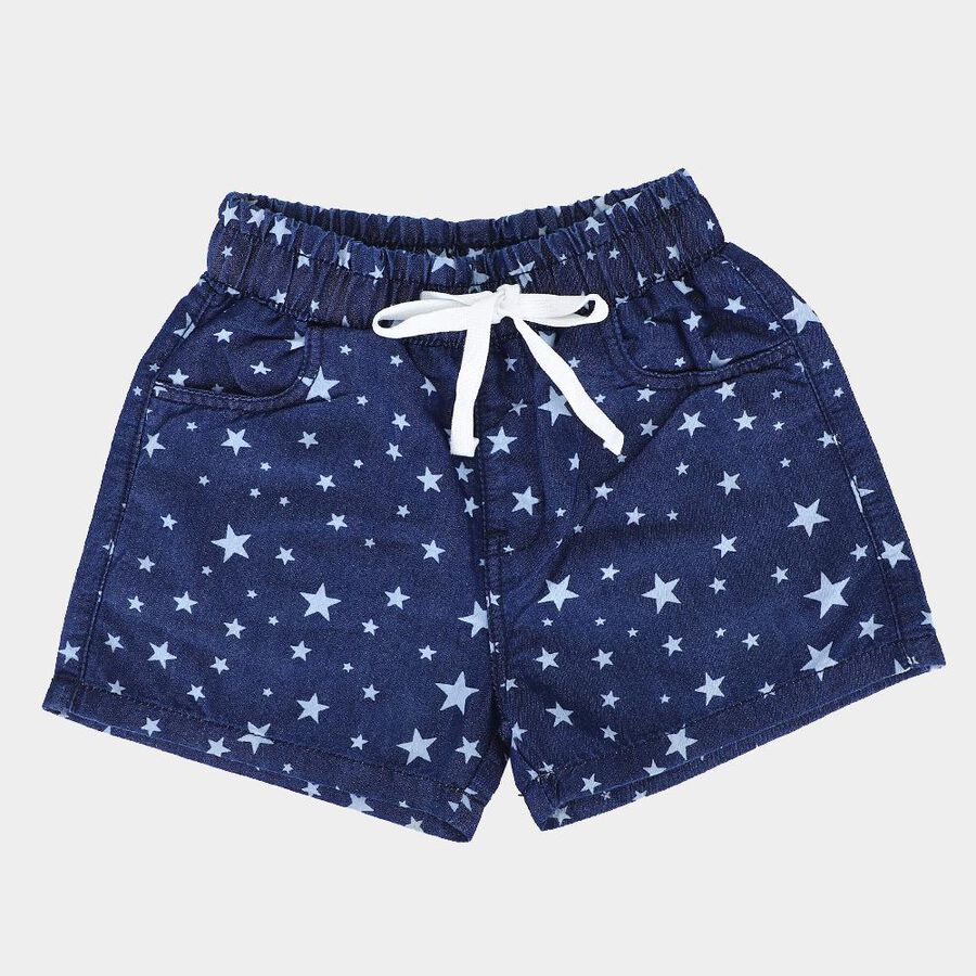Girls' Dark Blue Regular Fit Drawstring Shorts, गहरा नीला, large