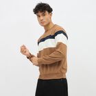 Men's Warm Caramel Crew Neck Casual Sweatshirt, Beige, small image number null
