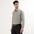 Men's Sage Green Spread Collar Striped Formal Shirt, Dark Green, small