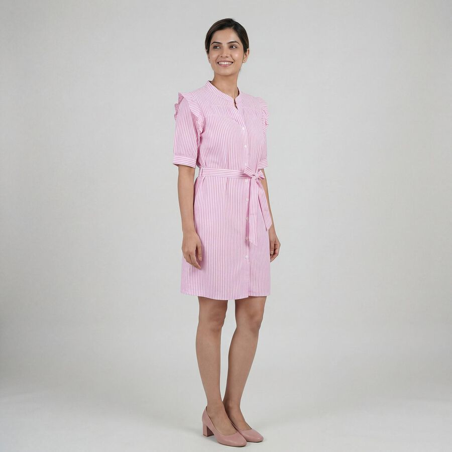 Women's Pink Sleeveless Classic Dress, Pink, large