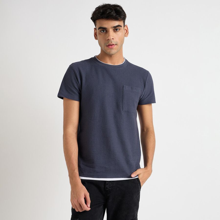 Men's Round Neck T-Shirt, नेवी ब्लू, large image number null