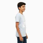 Boys Light Powder Blue Crew Neck Casual T-Shirt, हल्का नीला, small image number null