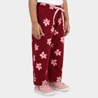 Girls' Wine Straight Fit Floral Printed Pyjama, वाइन, small