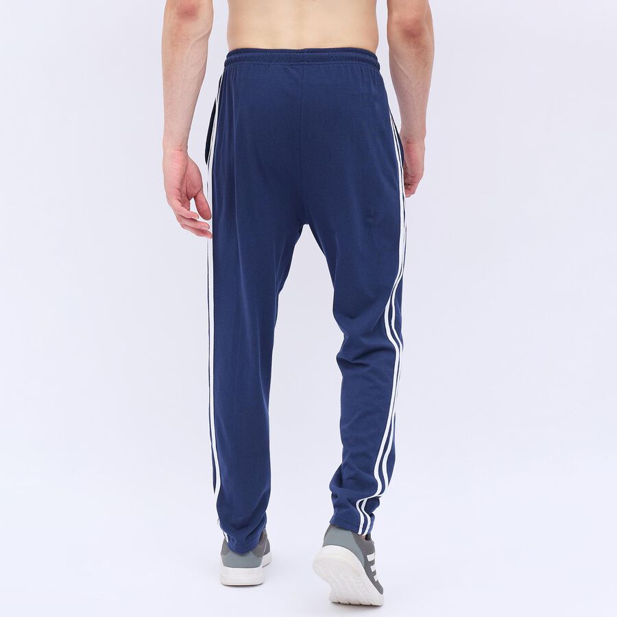 Men's Deep Navy Blue Slim Fit Solid Track Pants, Dark Blue, large image number null