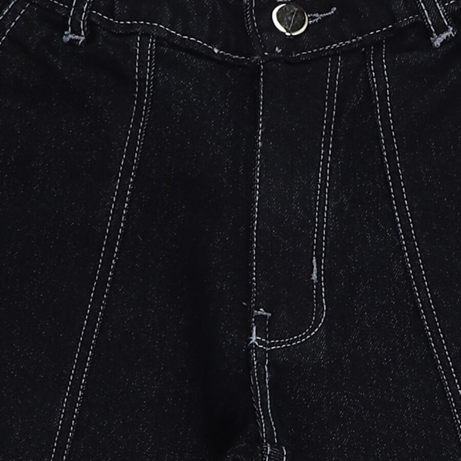 Boys Jet Black Regular Fit Cargo Jeans, Black, large image number null