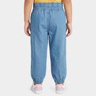 Girls Light Blue Jogger Fit Embroidered Jeans, Mid Blue, small