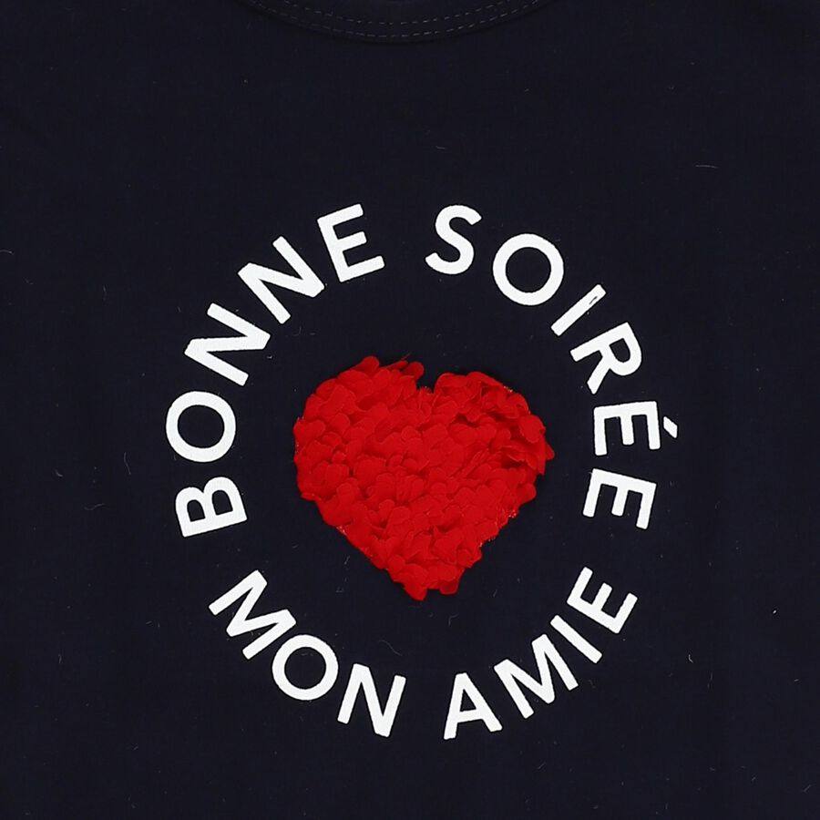 Girls' Navy Blue Cotton Round Neck Casual T-Shirt, नेवी ब्लू, large image number null