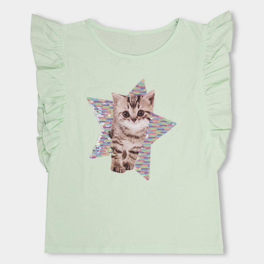 Girls' 100% Cotton T-Shirt , Light Green, large image number null