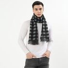 Men's Dark Charcoal Black and Muted Grey Checkered Muffler, Dark Grey, small image number null