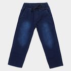 Boys' Navy Blue Regular Fit Drawstring Jeans, Mid Blue, small