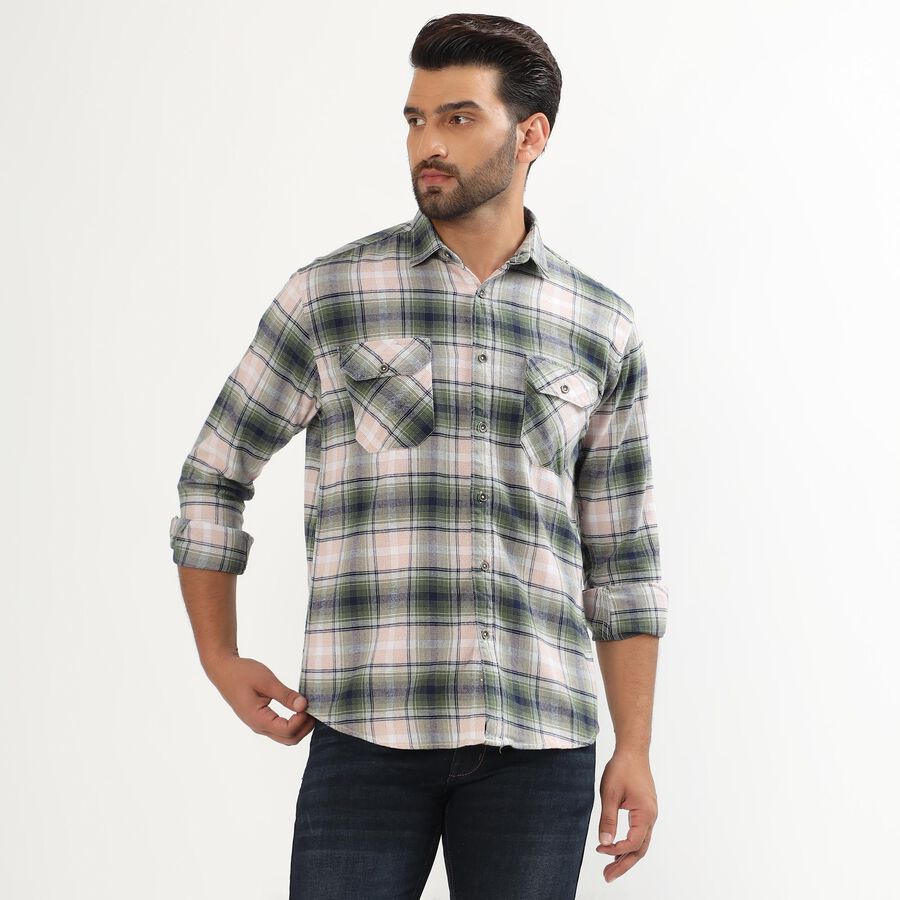 Men's Muted Sage Green Classic Casual Shirt, गहरा हरा, large image number null