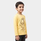 Boys Yellow Round Neck Regular Graphic Printed T-Shirt, पीला, small