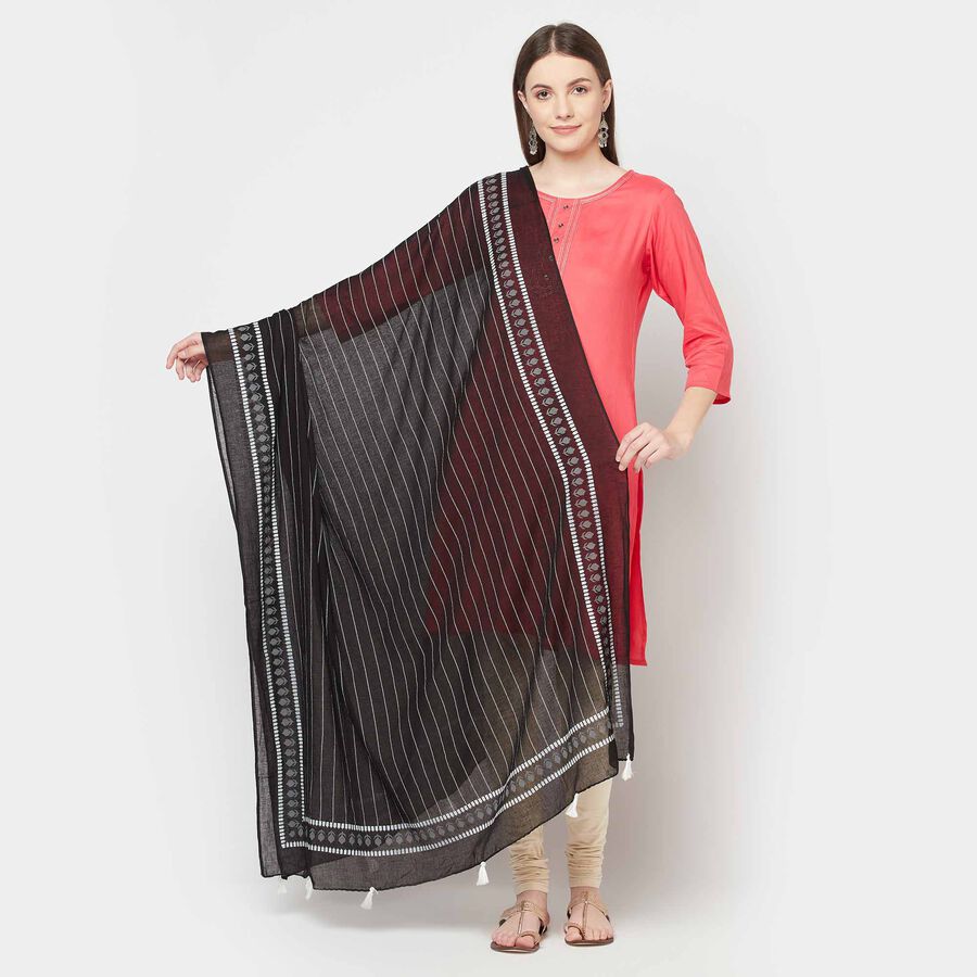 Cotton Printed Dupatta, Black, large image number null