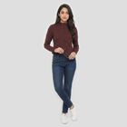 Women's Wine High Neck Windbreaker Jacket, Wine, small