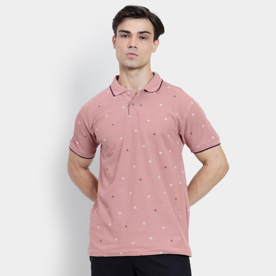 Men's 100% Cotton Collared Half Sleeves T-Shirt , पीच, large image number null
