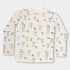 Girls' Off White Cotton Round Neck Casual Top, ऑफ व्हाइट, small image number null