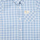 Boys Light Blue Cotton Checked Casual Shirt, हल्का नीला, small