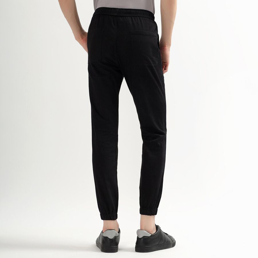 Unisex Jet Black Slim Fit Jogger Trousers, Black, large image number null
