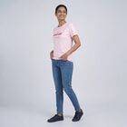 Women's Pink Cotton Round Neck Casual T-Shirt, हल्का गुलाबी, small