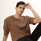 Men's Round Neck Half Sleeves T-Shirt , Brown, small image number null