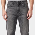 Men's Dark Grey Straight Fit Washed Jeans, Dark Grey, small