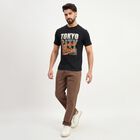 Men's Black Cotton Round Neck Classic T-Shirt, Black, small