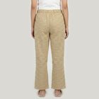 Women's Beige Straight Fit Checked Lounge Pyjama, गहरा पीला, small