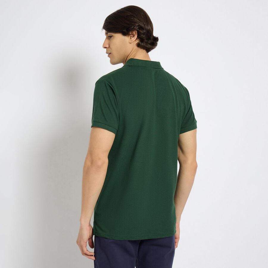 Men's Collared Half Sleeves T-Shirt, Dark Green, large image number null